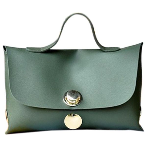 

new boston handbag women's big round button lock tote bag large size elegant lady-green
