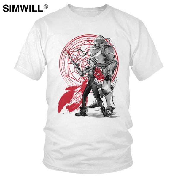

охладить мужская fullmetal alchemist brotherhood t shirt коротким рукавом чистого хлопка tee версия для печати эдвард элрик tshirt аниме ман