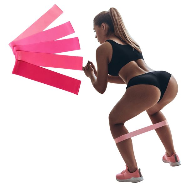 

gradient color-5 pcs latex exercise resistance loop bands workout equipment set of 5 different fitness tool with travel bag