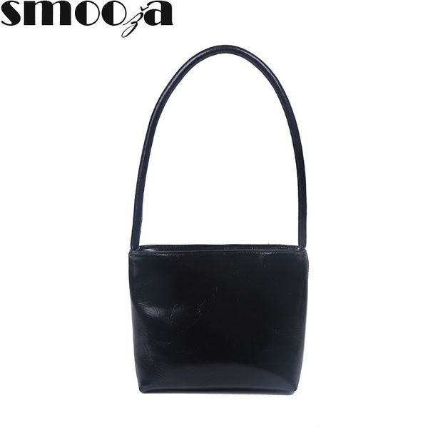 

smooza retro solid color subaxillary bag new women bags pu leather shoulder bags totes casual wild female
