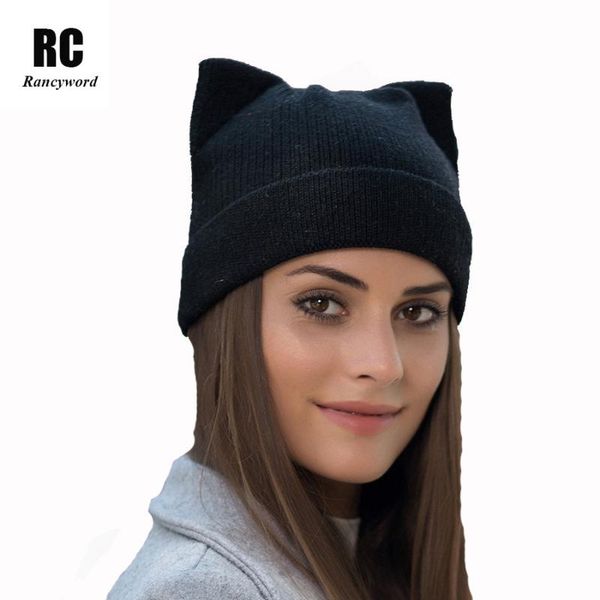 

beanie/skull caps [rancyword] 2021 fashion lovely cap winter warm thicker hat for women knitted wool beanies rc1215, Blue;gray