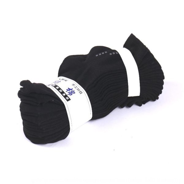 

autumn and winter men's cotton hand stitched business men's socks tube small hanging qiu dong wa nan shi wa flower solid color cas, Black