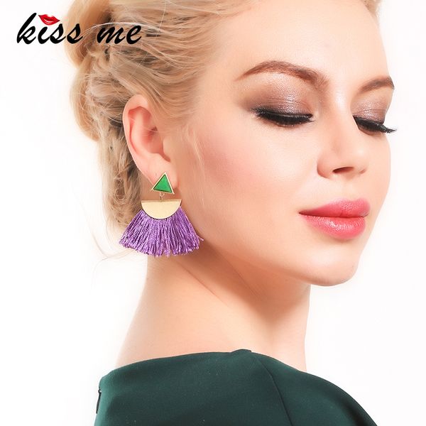 

kiss me bohemian earrings new design red/purple /green cotton thread tassel big earrings for women ethnic jewelry, Silver