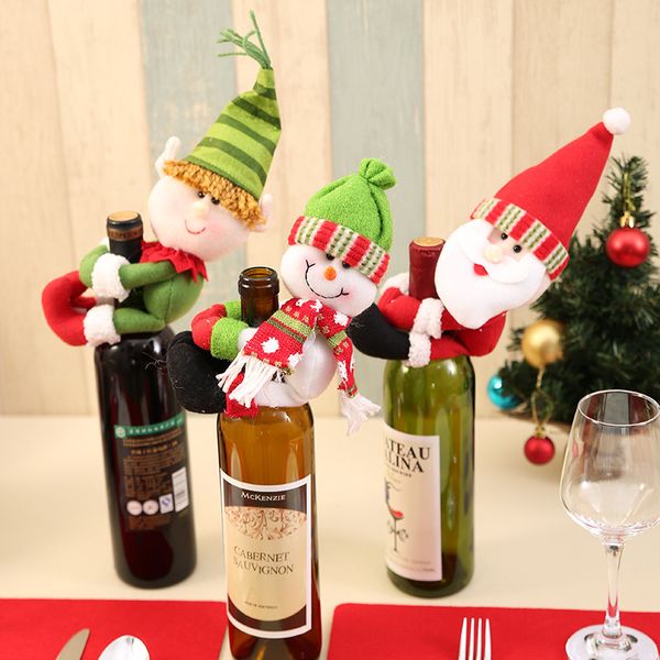 Copri bottiglia di vino di Natale Hugger Holder Babbo Natale pupazzo di neve Stoviglie Decorazione di Natale Capodanno Confezione regalo JK2009PH