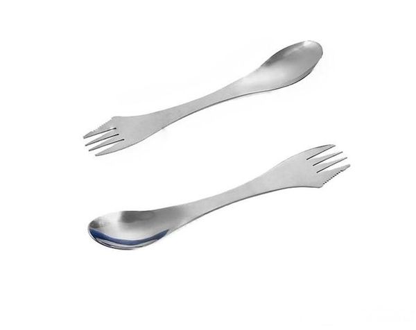 

dhl fork spoon spork 3 in 1 tableware stainless steel cutlery utensil combo kitchen outdoor picnic scoop knife fork set