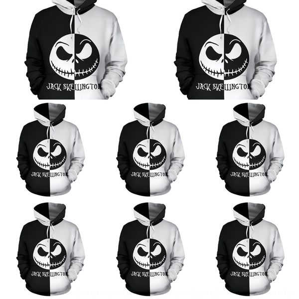 

halloween christmas night horror 3d digital printing hooded halloween christmas pulloversweater pullover night horror 3d digital printing pu, Black
