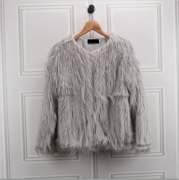 

women's fur & faux coat female imitation wool round collar short maomao tide long sleeves2021 style for winter, Black