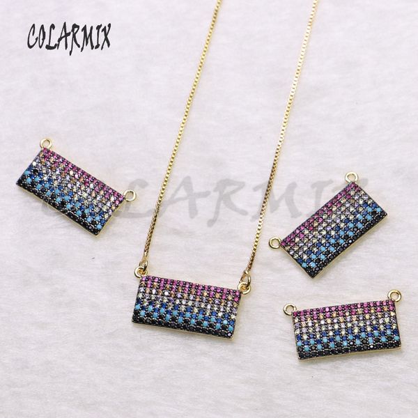 

chains 5 strands rectangle charm necklace pendants crystal jewelry for women rainbow accessories jewels 5503, Silver
