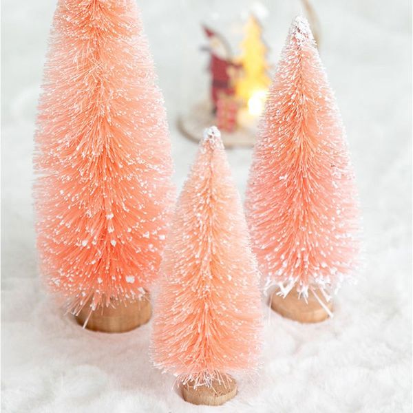 

small flocked artificial christmas tree snow globe décor cute unique mini frosted bottle brush trees pretty holiday part
