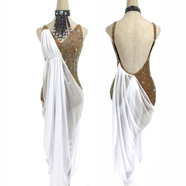 

latin dance costume dress backless sparkly rhinestone leotard prom competition clothes tango salsa latin dancewear bl4517, Black;red