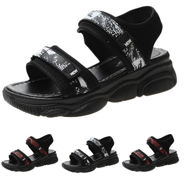 

shoes summer women's casual sports students sandals flats thick-soled beach open toe zapatos de mujer soft comfortable shoes, Black