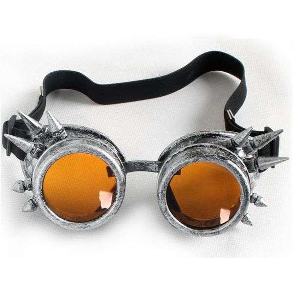 

c.f.goggle cool men women welding goggles gothic steampunk cosplay antique spikes vintage victorian glasses eyewear, White;black