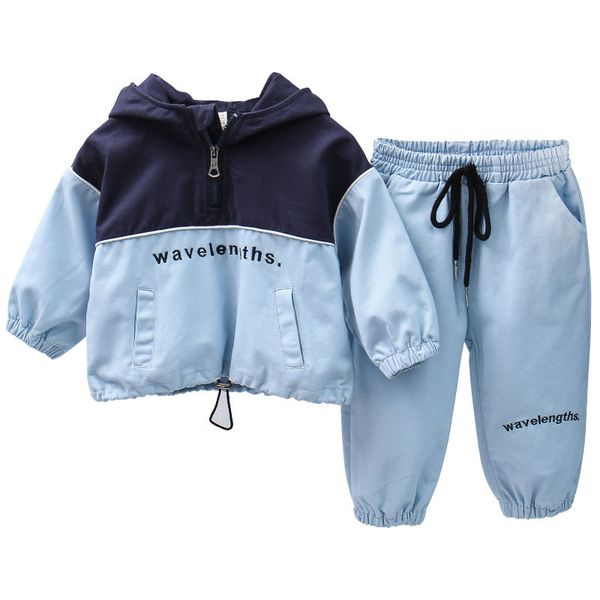 

2020 boys girls spring autumn fashion letter set (coat+pant) children sports jacket baby children korean version set, White