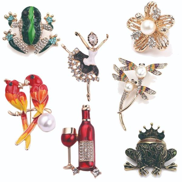 

7 стиль перлы броши булавки для женщины эмаль брошь кристалл pin для девушки шарма ювелирных изделий джинсовых курток hat сумка аксессуары, Gray