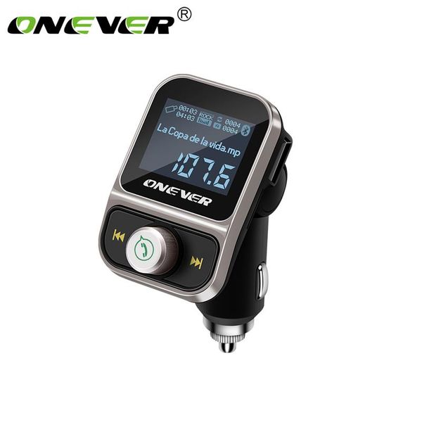 

onever car mp3 player dual usb car kit bluetooth charger adapter hands-call wireless fm transmitter modulator dc 12-24v