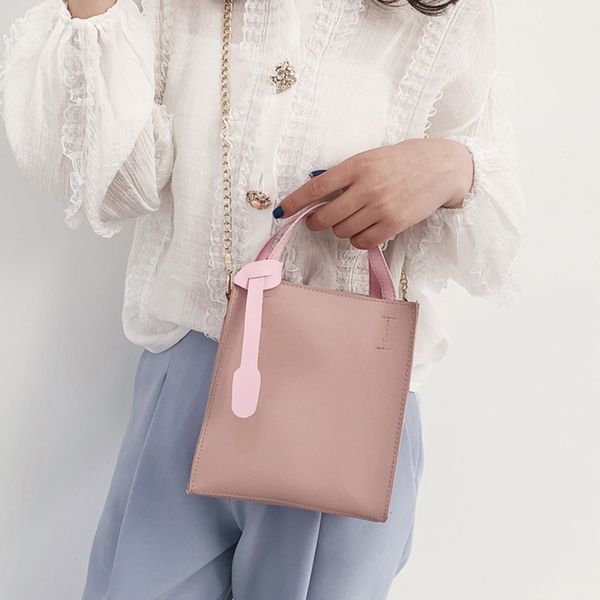 

women waterproof candy color leather shoulder bag with adjustable metal chain new