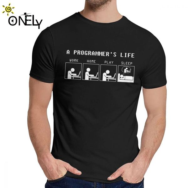 

harajuku программист работа главная играть sleep homme tee рубашка человек стильный чистый хлопок короткий рукав круглый шею