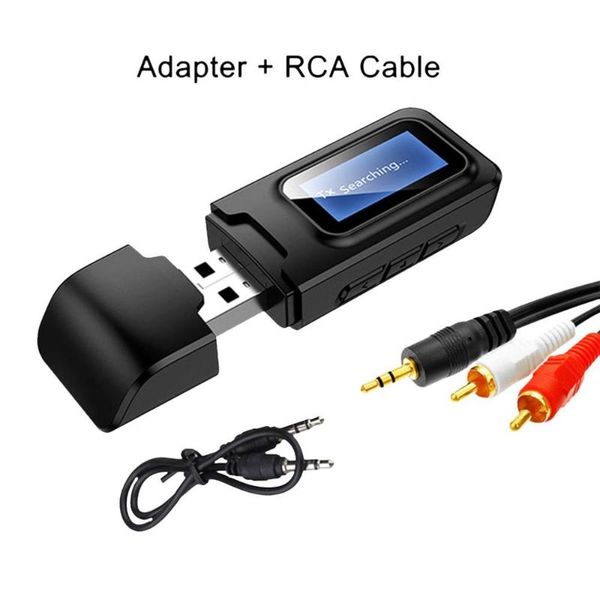 

2in1 usb audio receiver transmitter car pc 3.5mm jack stereo aux wireless 5.0 adapter with lcd display for tv speaker
