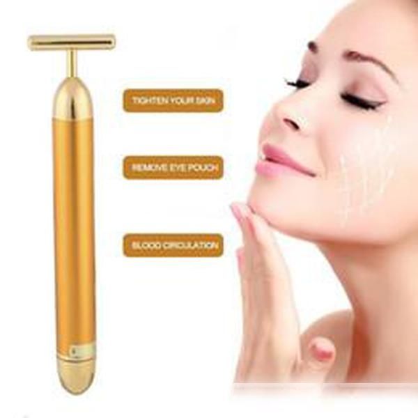 

golden facial massager waterproof slimming electric beauty bar t shape face massage roller care vibration