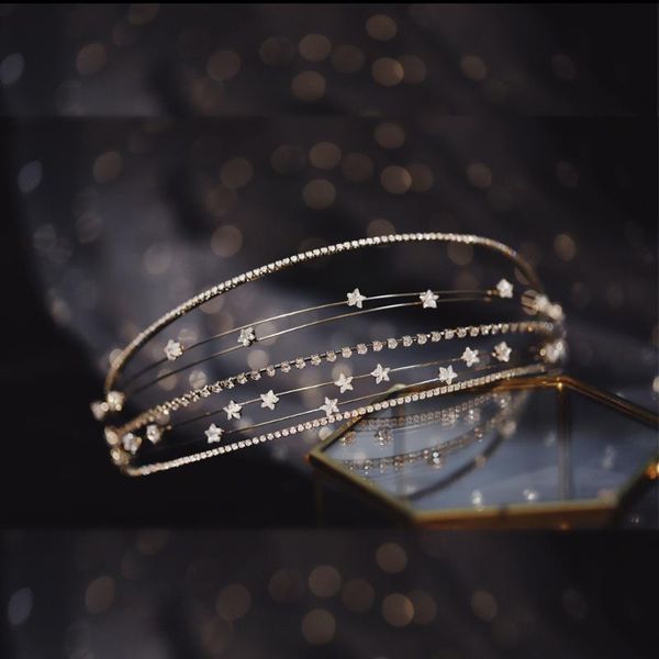 

hair clips & barrettes multi-layer crown golden elegant wedding band headband bridal accessory prom, Golden;silver
