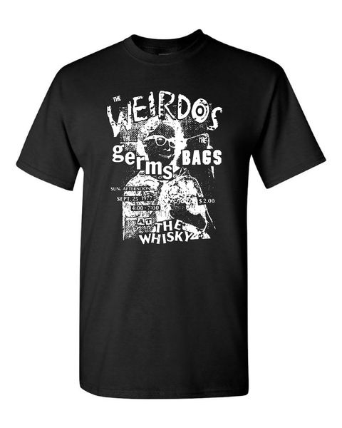 

t-shirt old punk rock concert flyer the weirdos germs bags 1977 mens black