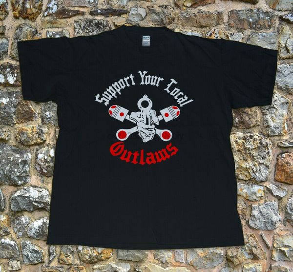

t shirt outlaw support your local outlaws biker vintage