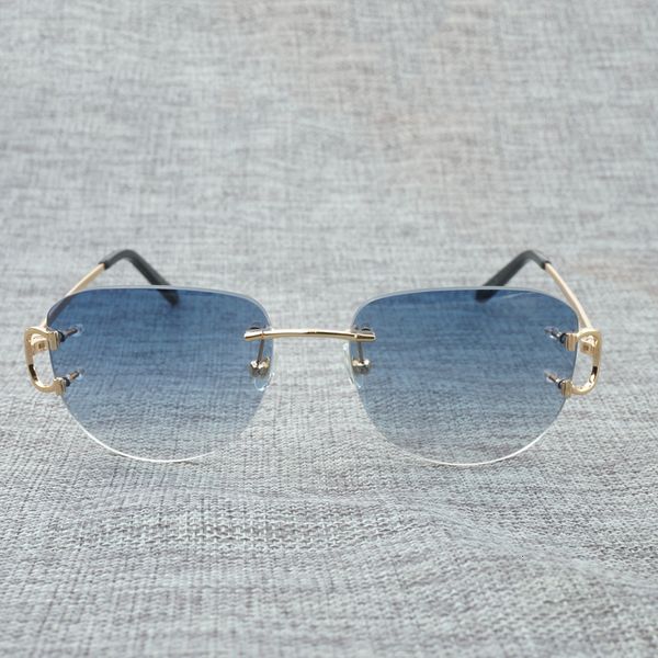 

vintage rimless c wire sunglasses eyewear women for summer luxury eyeglasses men glasses frame oculos de sol las gafas rhox, White;black