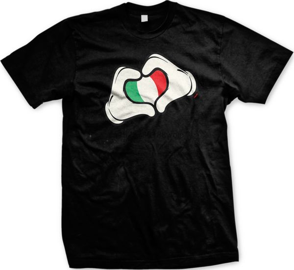 

italian flag cartoon hands heart italy italia italiano pride mens t shirt