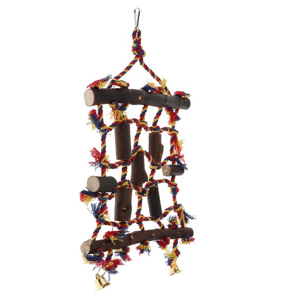 

pet bird parrot rope nets stairs climbing ladder hanging cage chew toys