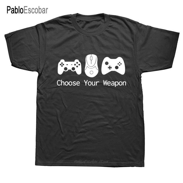 

new summer men's t-shirt choose your weapon gamer t shirt video game controller tee cotton casual short sleeve tshirt