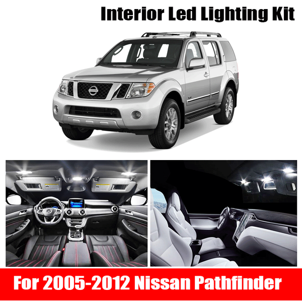 

12x white auto car led light bulbs interior kit for 2005-2012 pathfinder 12v led map dome license plate lamp car styling