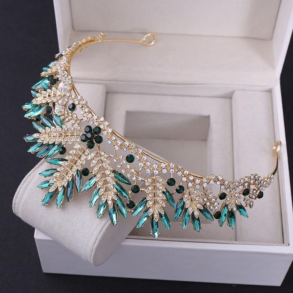 

bridal crown handmade crystal leaves crown headband headdress birthday party headdress bridal jewelry accessories j55, Golden;silver