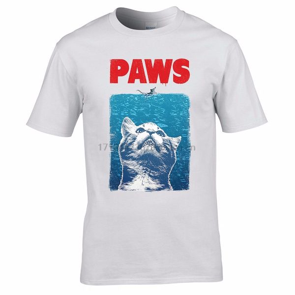 

new 2018 fashion cool t shirts for men paws t shirt jaws parody pun funny slogan cat meow cute birthday my tee shirt