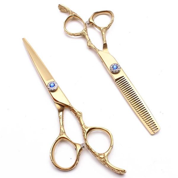 

hair scissors 5.5" 16cm 440c customized logo gold hairderssing thinning cutting shears plum handle salon c9002