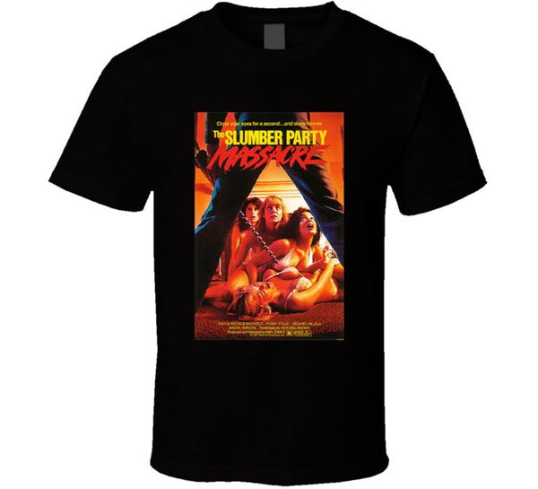 

slumber party massacre men's black t shirt classic horror movie 2018 fashion stranger things t-shirt men