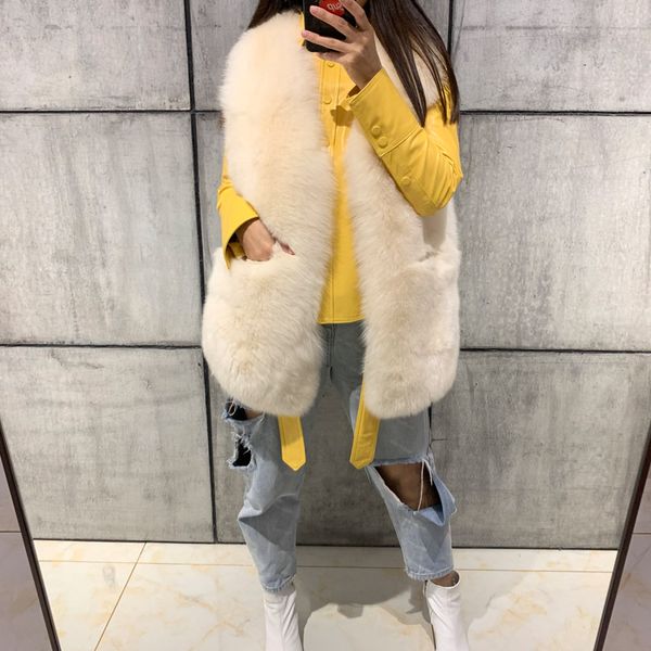 

natural fur gilet women real fur vest jacket sleeveless, Black