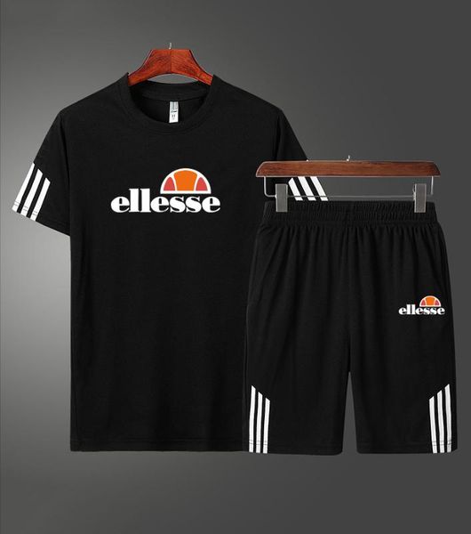 

2020 men tracksuit clothes sportswear set summer gym fitness clothes men shorts+t-shirt suit 2 pieces sets big size 5xl, Black;blue