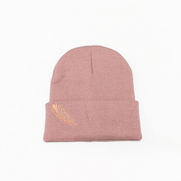 

3 цвета пера вышивки beanie зимы женщины сплошной цвет skullies вязаную шапочку теплую шапку хип-хоп hat unisex вскользь шапки, Blue;gray