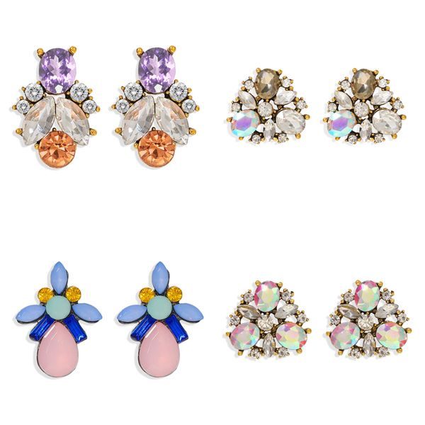 

dvacaman rhinestone stud earrings fashion crystal earrings for women wedding party elegant statement girls gift jewelry, Golden;silver