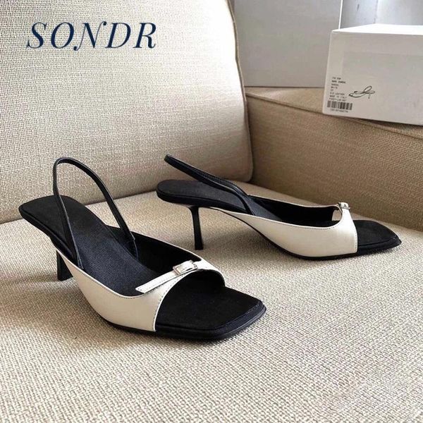 

designer summer the word buckle square head black sandals women vacation fine heels 2020 new party holiday shoes