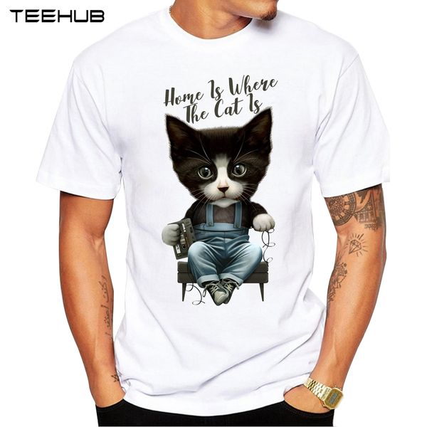 

home cat men t-shirt fashion keep calm cat mom design short sleeve casual hipster sloth eat noodle t shirts funny cool tee