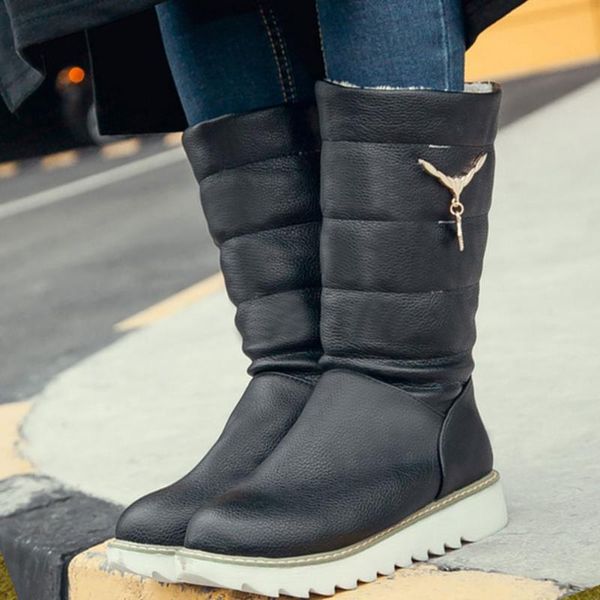 

doratasia large sizes 44 new arrivals warm fur russia winter snow boots woman shoes, Black