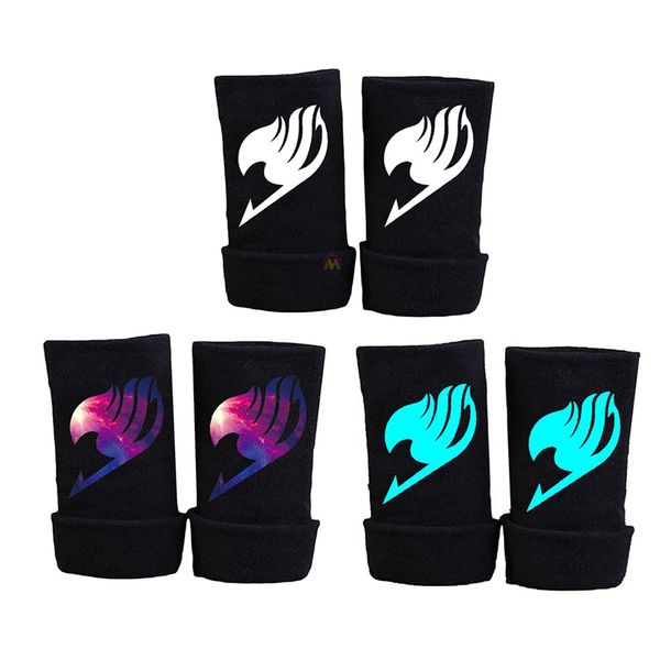 

anime gloves fairy tail guild logo fingerless gloves mitten manga cosplay costume gifts, Blue;gray
