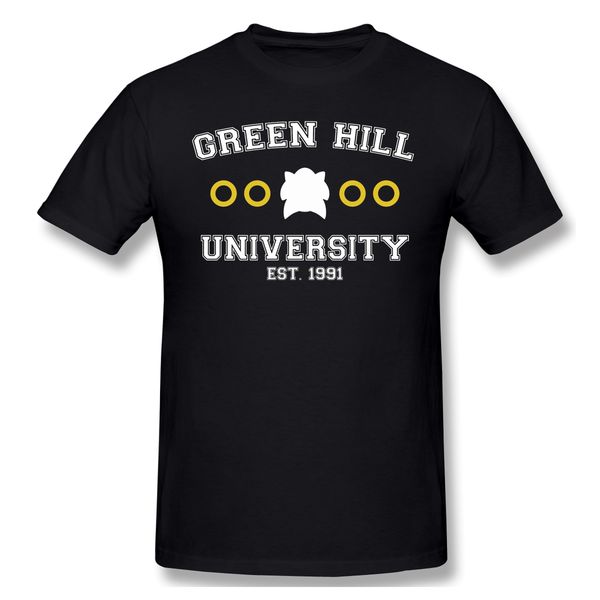 

green hill university смешные t-shirt men summer o шеи повседневный хлопок футболка graphic tee sonic the hedgehog crew neck top