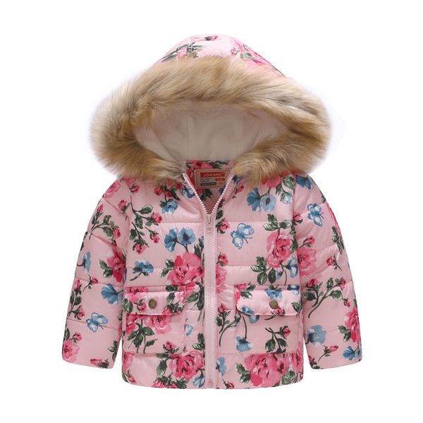 

jackets 2021 autumn winter fashion printing flowers jacket thick warm children young girls coats kids outerwear coat 2-6year, Blue;gray