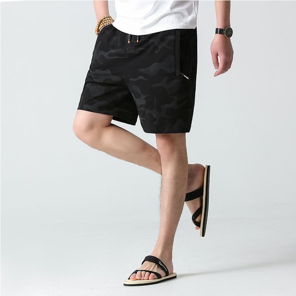 

running pants summer plus-sized male pure cotton shorts sports loose large trunks camouflage casual teenager, Black;blue
