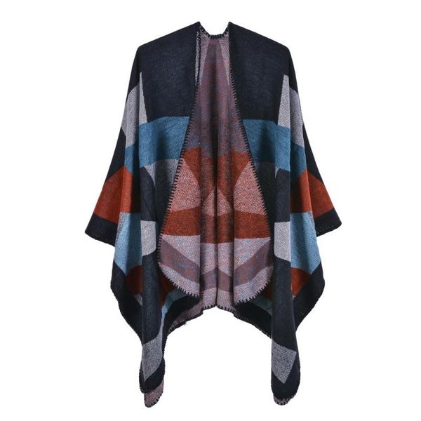 

2020 cashmere winter warm ponchos and capes for women foulard femme shawls wraps female bufanda hijab bandana, Blue;gray