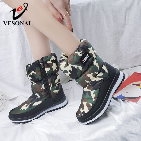 

waterproof fashion winter ankle women snow boots warm fur plush velvet women's shoes for woman booties big size 41 russia, Black
