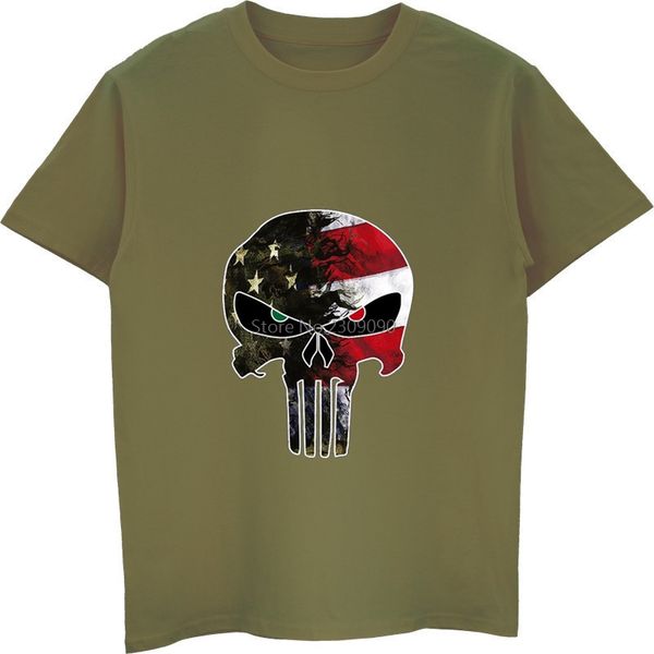 

new usa flag camo punisher skull print t-shirt summer sell men's cotton t shirt fashion male hip hop tees fitness streetwear