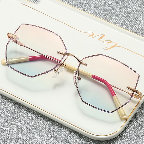 

легкий сплав rimless нерегулярное анти синий свет очки стильный сладкий градиент синий свет блокировка очки для женщин, White;black